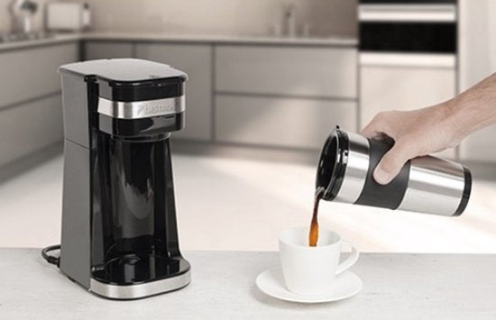 Cafetière à filtre Bestron 750 W - ACM112Z - 0,42 L, 2 grandes tasses - Adaptée au camping - Tasse isotherme - Garantie 5 ans