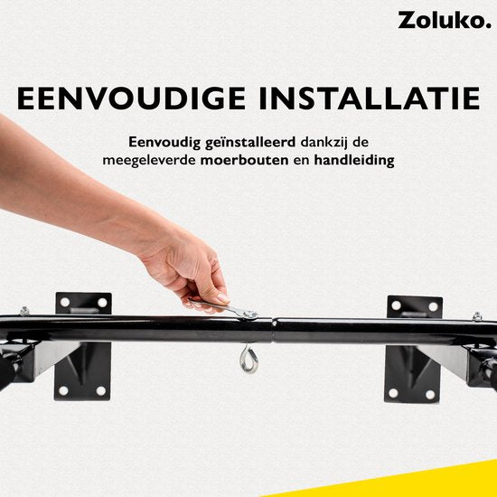 Zoluko Professional Pull Up Bar Wall Mount - 150kg Load Capacity - Incl. E-book - Easy Mounting - Pull Up Bar Fitness - Pull Up Station for Home Sports - Chin Up Bar - Black