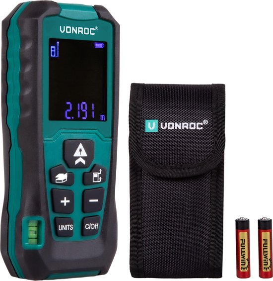 VONROC Télémètre laser - Portée de 40 mètres - Référence de mesure réglable