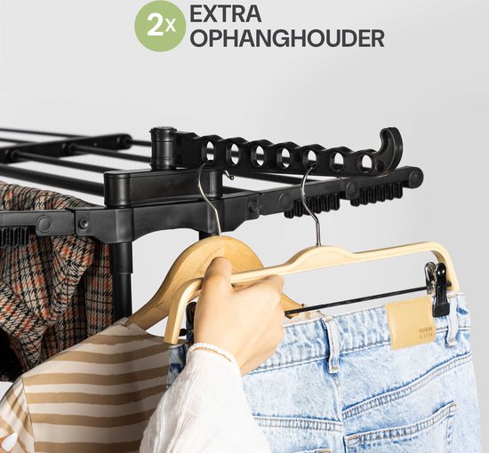 Vitapur Clothes Rack Collapsible - Drying Rack - Clothes Rack Collapsible - Drying Tower on Wheels - Clothes Rack Collapsible - Mobile - Black