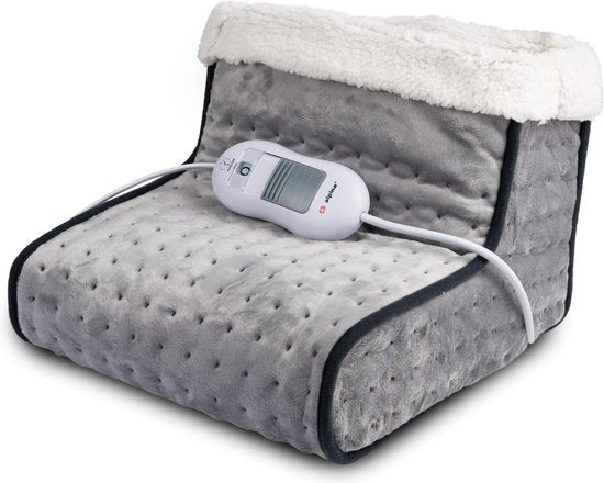 Coussin chauffant - Alpina - Chauffe-pieds électrique - Housse intérieure lavable - 3 niveaux de chaleur - Gris