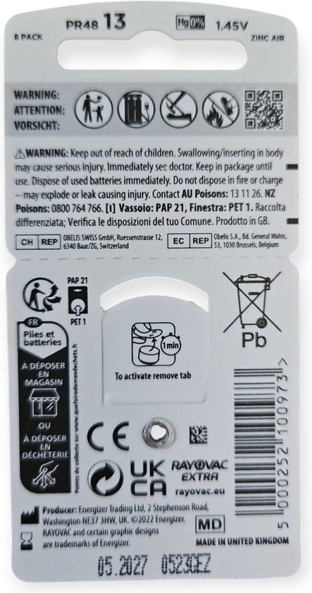 PR48 Extra - Rayovac 13 - paquet de 8