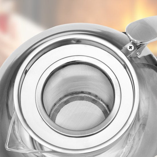 Théière en verre Monzana - avec filtre et infuseur en acier inoxydable 9 tasses - 1,2 litre