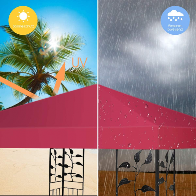 Coast Toit de remplacement pour pavillon - 3 x 3 m avec velcro - rouge bourgogne