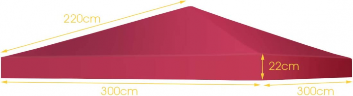 Coast Toit de remplacement pour pavillon - 3 x 3 m avec velcro - rouge bourgogne