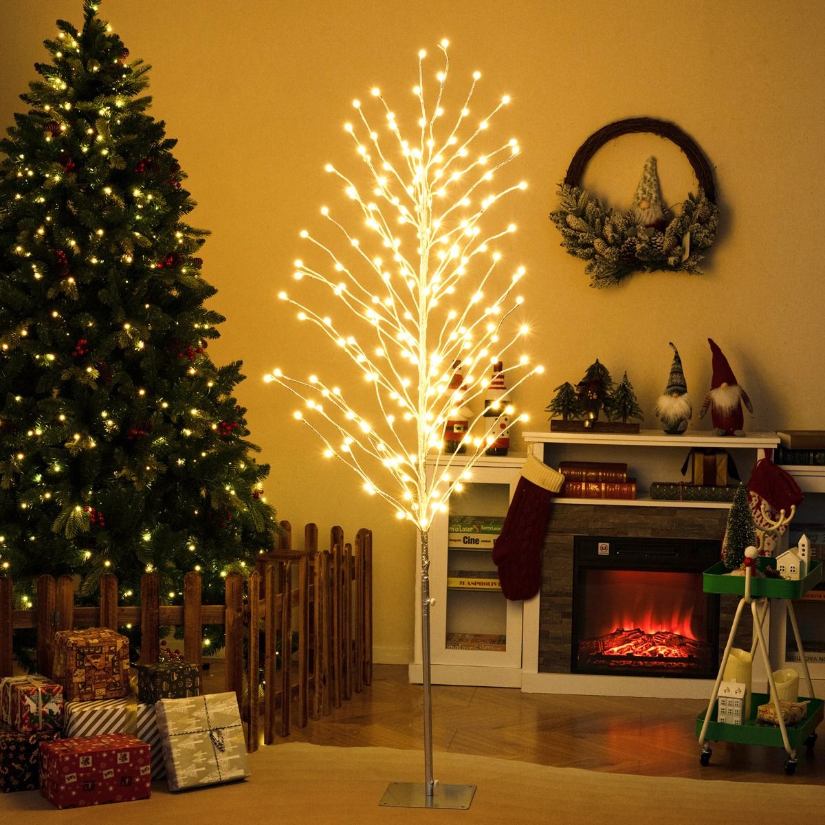 Coast LED Light Tree Bouleau - 155 cm - Blanc chaud - Argent - Support en métal - Pour l'intérieur et l'extérieur