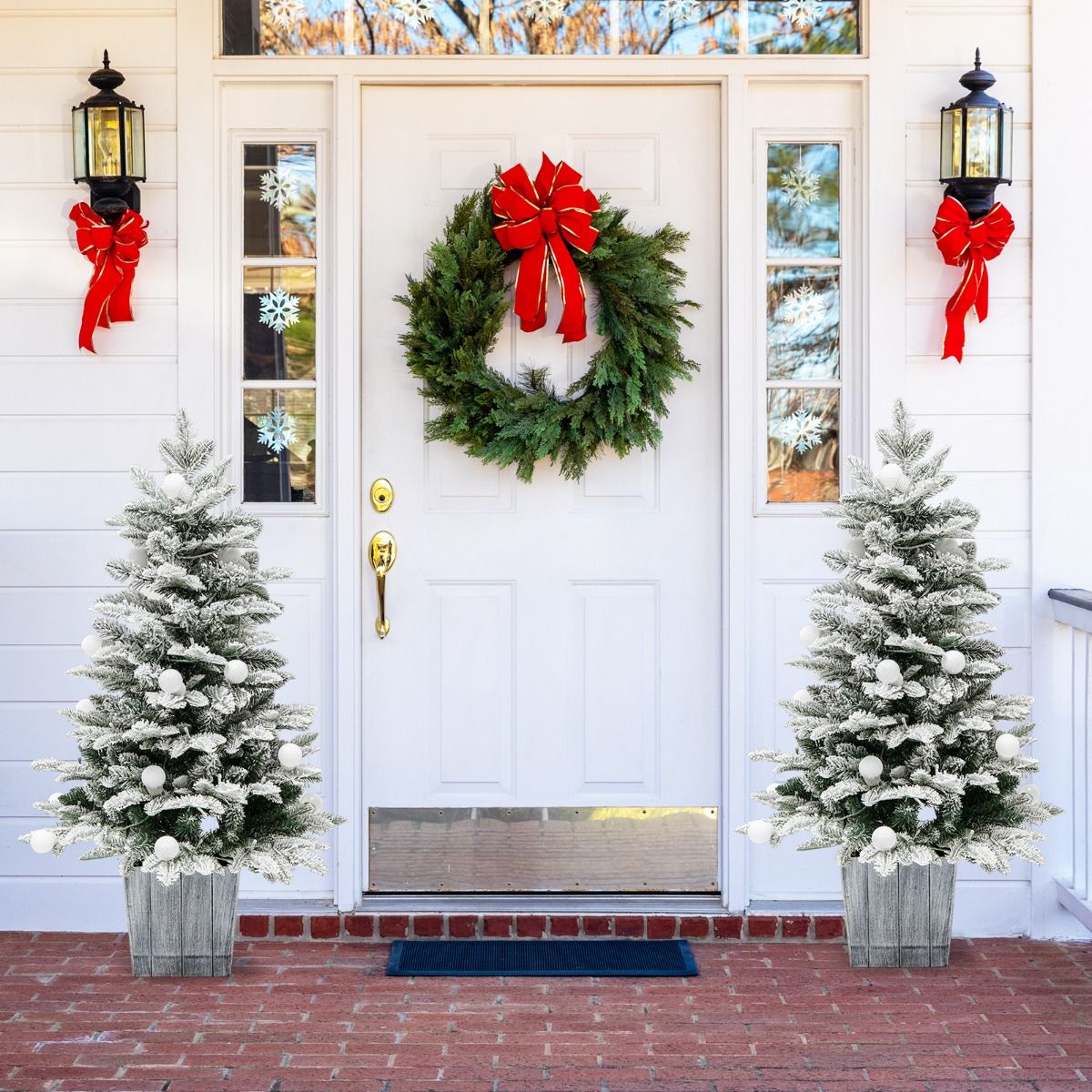 Sapin de Noël pré-éclairé Coast - 100 cm - blanc/vert - avec 148 branches en PVC & PE - 80 lumières LED