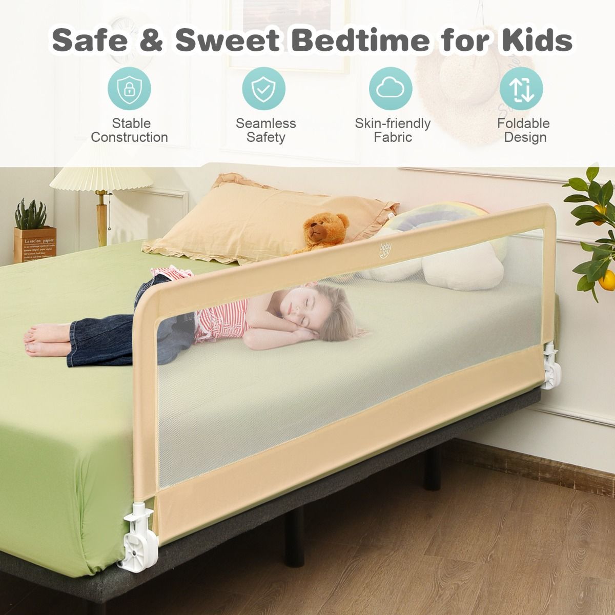 Coast Bed Rail Collapsible - 180 cm x 56 cm - Beige - Barre de lit de sécurité pour les enfants et les tout-petits