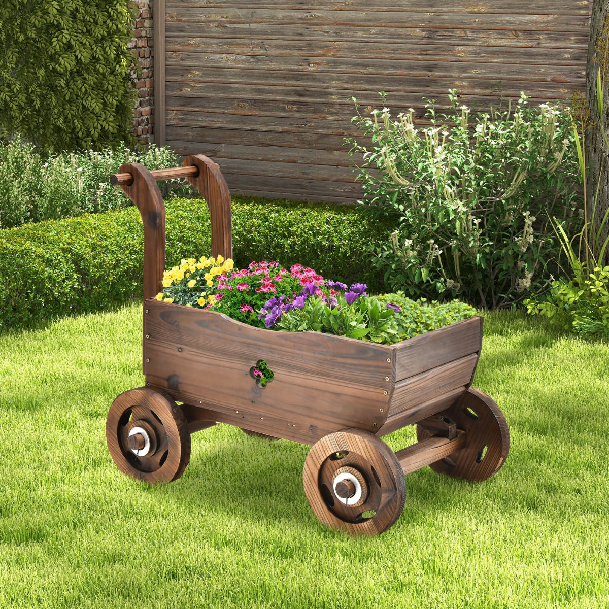 Coast Planter - Forme chariot - Max. 20 kg - 68 x 39 x 54 cm - Marron