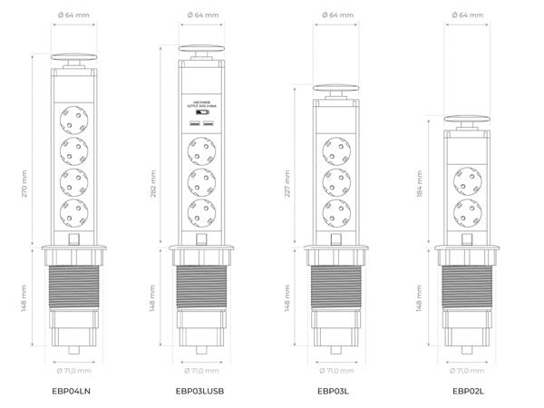 Perel Pop-Up Power Block Avec 3 Prises - 2 X Usb - Mise à la terre