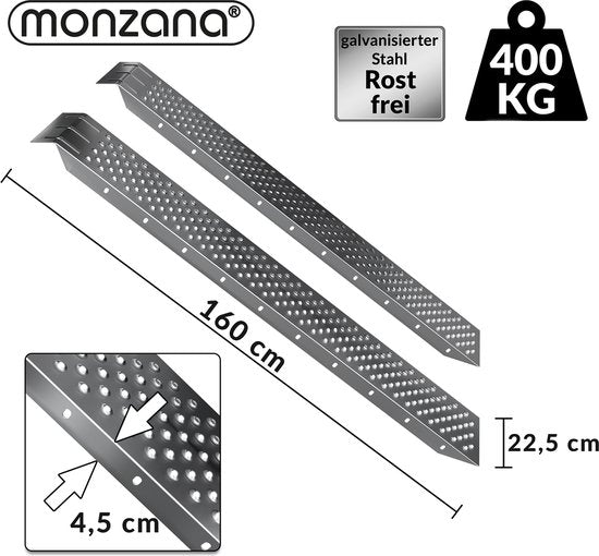 2 MONZANA Rampes de chargement - Acier perforé antidérapant - Jusqu'à 400kg