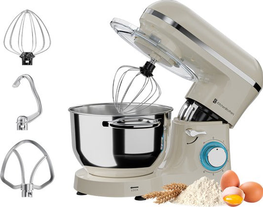 KitchenBrothers Robot de cuisine - Robot de cuisine - 6.2L - Mixeur avec bol de mixage - Mixeur de cuisine - 2000W - Champagne