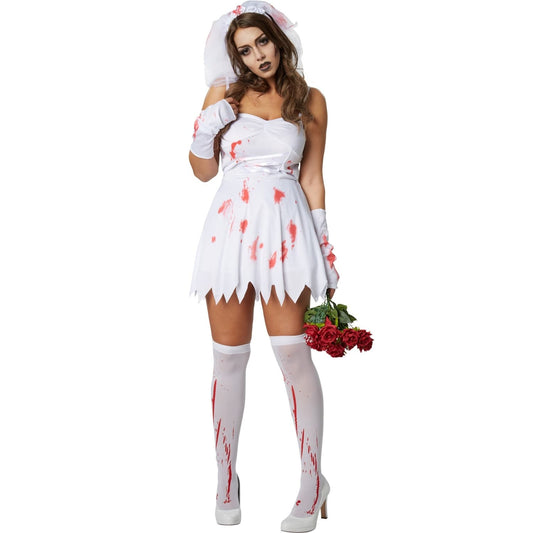 costume de femme fantôme - robe d'halloween blanche - taille s - accessoires inclus