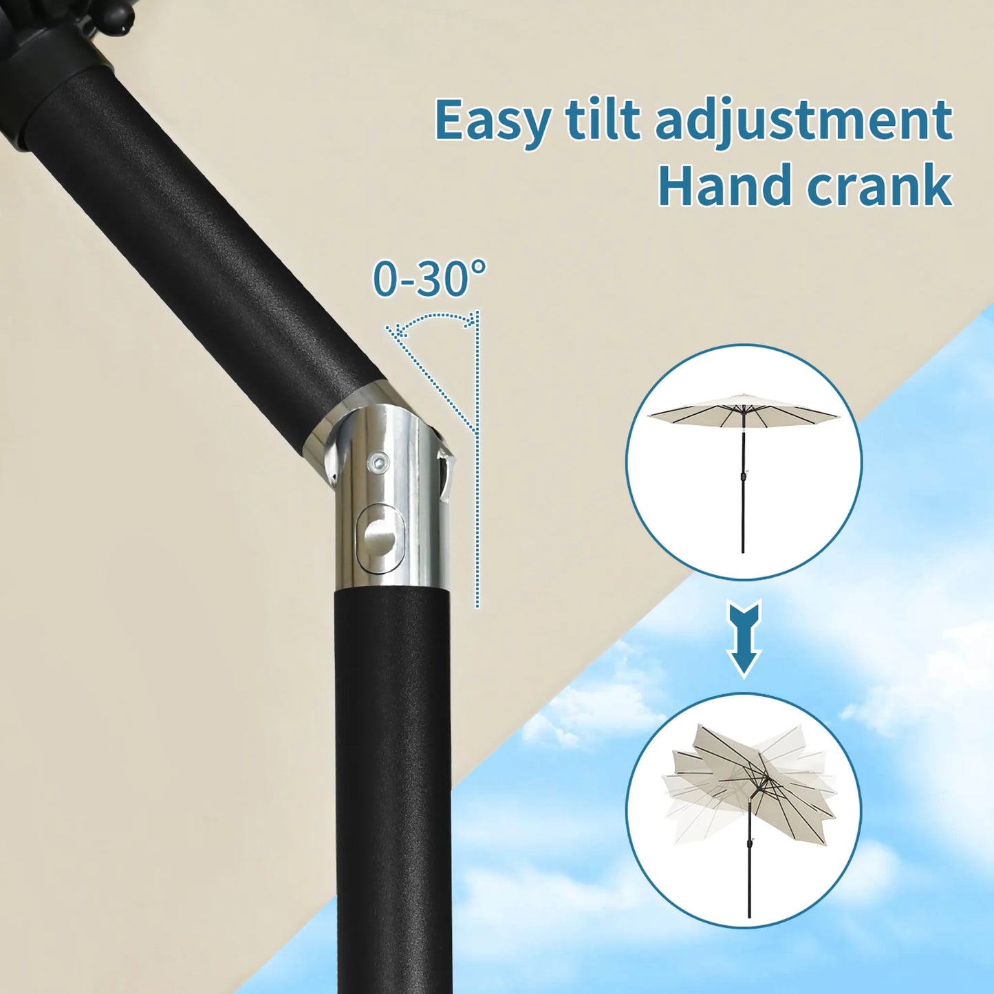 Angel Living Parasol - Ø270 cm - Inclinable - Crème