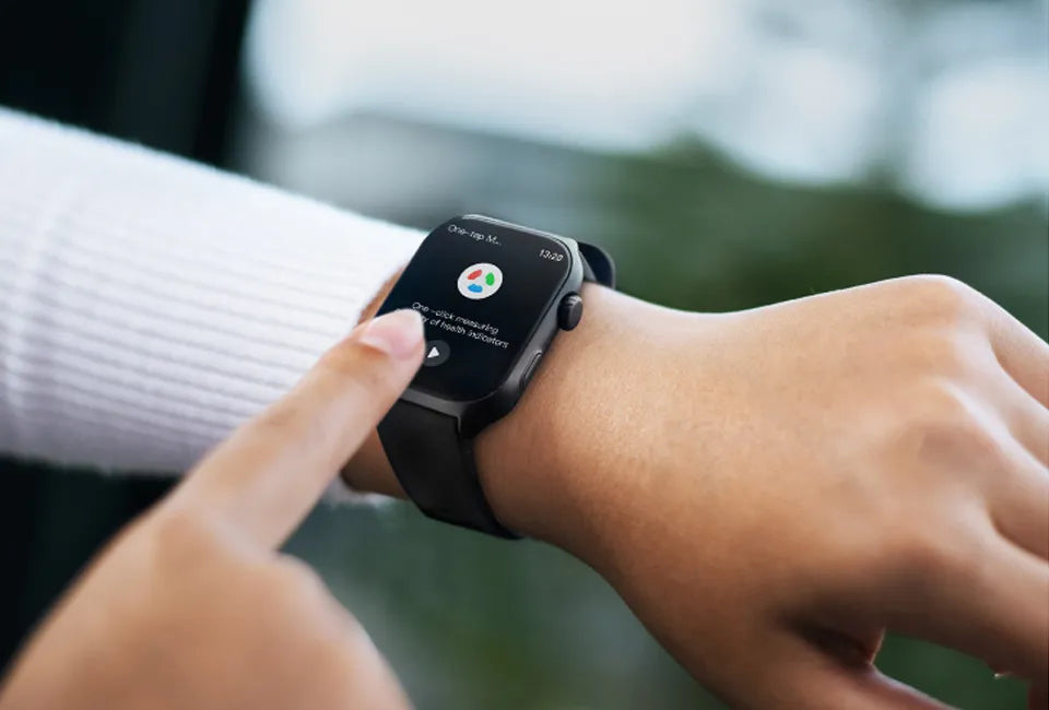 Montre connectée Vlectro 2.0 - Rectangulaire - Écran HD de 2 pouces - Appels via Bluetooth - Noire