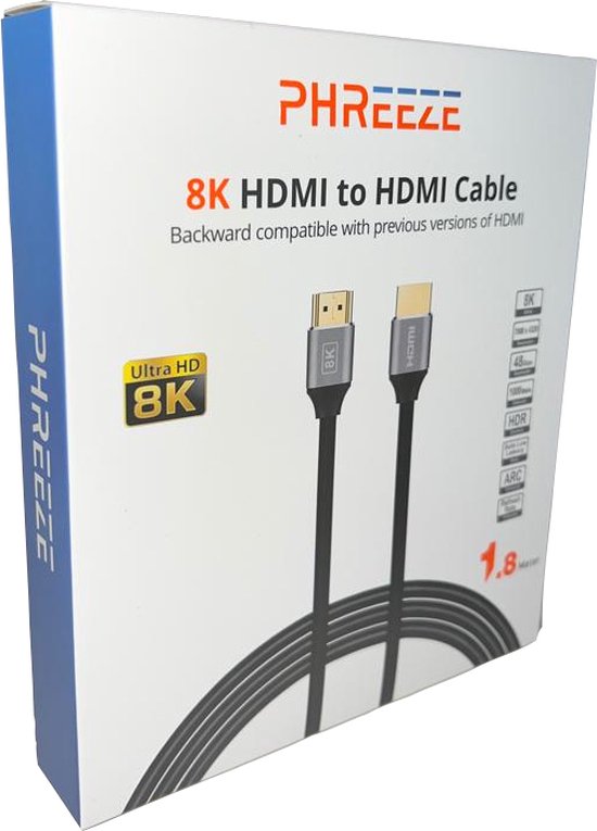 HDMI vers HDMI 8K@60hz - Nylon - Gris moderne - 3M