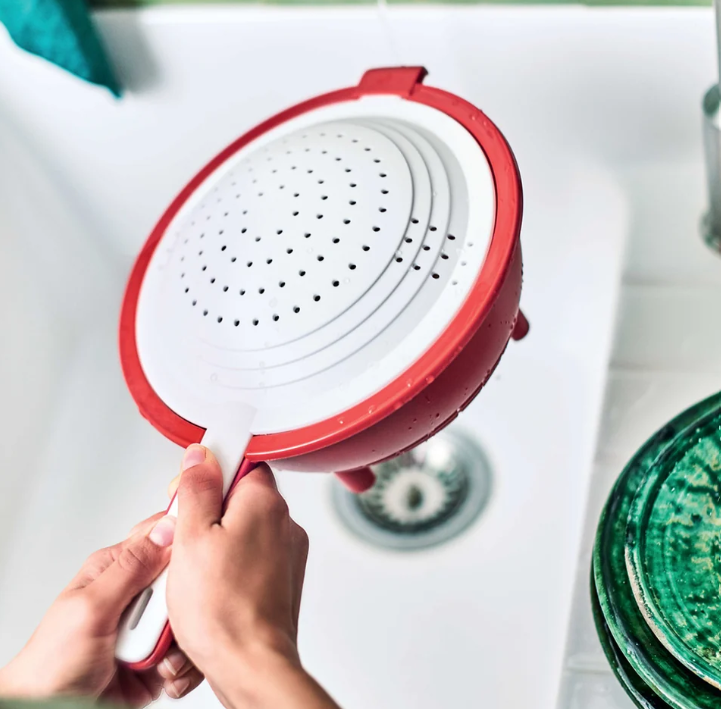 Ensemble de passoires Tupperware, 2 pièces – 400 ml et 2 L – Rouge et blanc