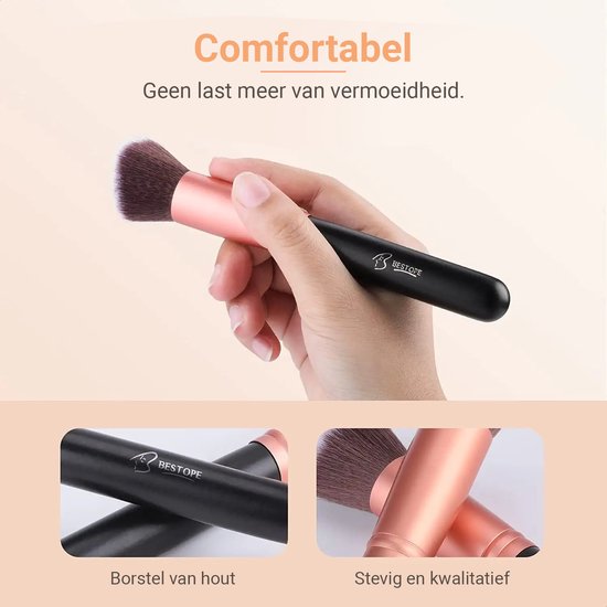 Bestope Set de pinceaux de maquillage avec Beauty blenders 16 pièces - Set de pinceaux - Nettoyeur de pinceaux - Pinceaux - Rose Gold