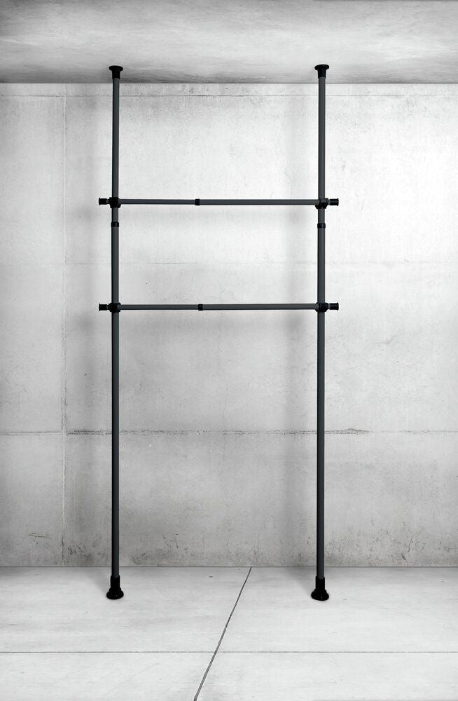 Tringles à vêtements WENKO Herkules noires - 2 pièces - Réglables de 75 à 120 cm