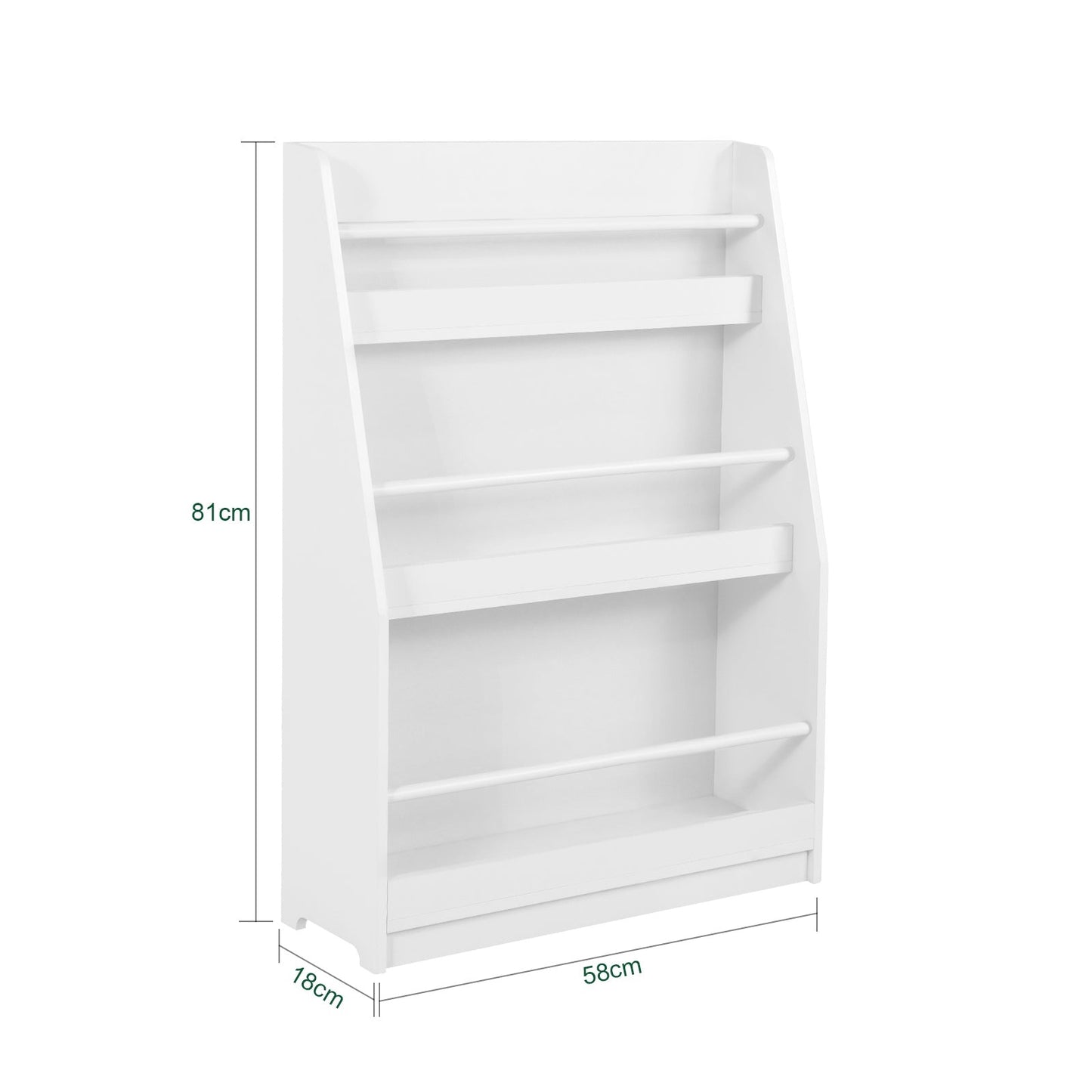 SoBuy Bibliothèque pour enfants - 4 étagères - Max. 15 kg par étagère - 58 x 18 x 81 cm - Blanc