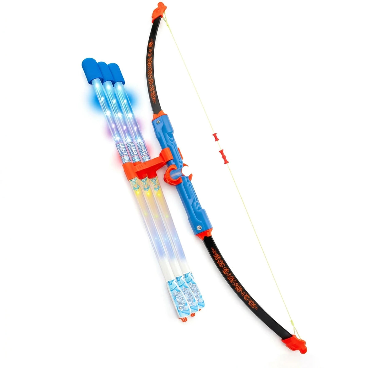 Grand arc lumineux avec flèches lumineuses à fibre optique, 60 cm - Cible incluse - Pour les enfants de 5 à 12 ans