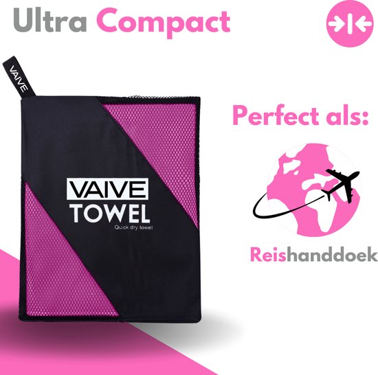 VAIVE Serviette microfibre - Serviette de plage 100x200 - Serviette de bain - Serviette de voyage Séchage rapide - Rose