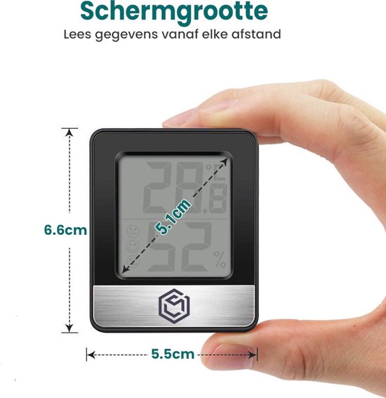 Ease Electronicz Hygromètre - Humidimètre - Station météo numérique - Humidimètre - Thermomètre d'intérieur - Pile incluse