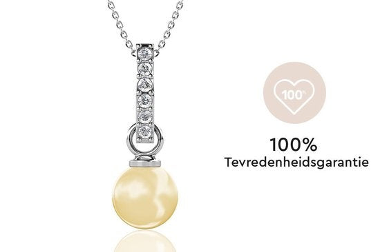 Yolora Collier Femme avec Pendentif - Perle Kalpa Camaka et Cristaux - Argent - Plaqué Or Blanc 18K - Collier Femme Argent - Bijoux - Coffret Luxe - Coffret Cadeau - Coffret Cadeau Exclusif - Bel Emballage Cadeau