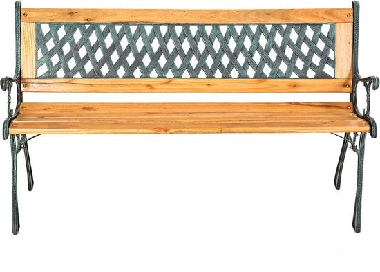 Banc de jardin en fonte - motif diamant - 128 x 51 x 73cm