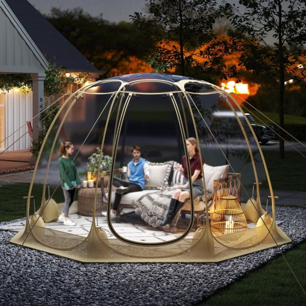 coast 630° transparent tente à bulles 265 x 265 x 190 cm pour 5-6 personnes, beige