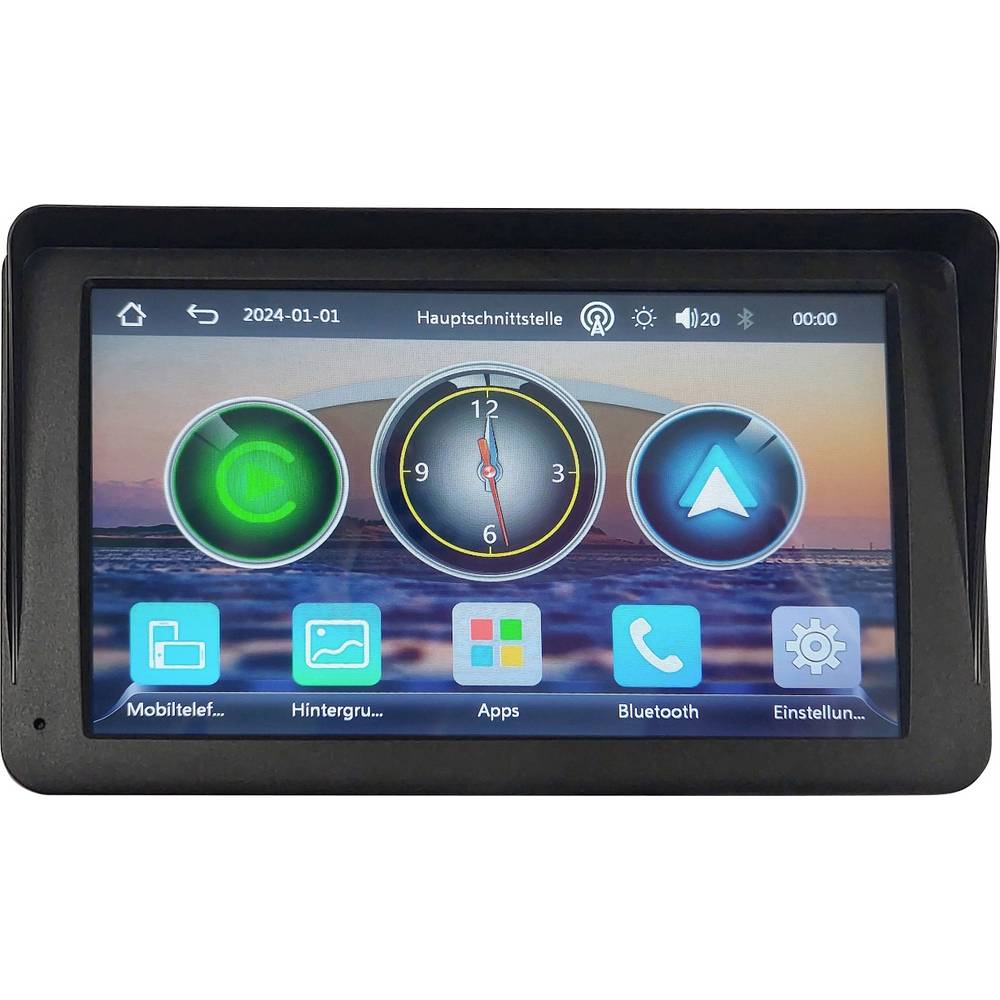 Écran sans fil Technaxx TX-320 compatible CarPlay et Android Auto - Noir - Écran tactile 7 pouces - Bluetooth 5.0 - Wi-Fi - 19 x 11,1 x 3,7 cm
