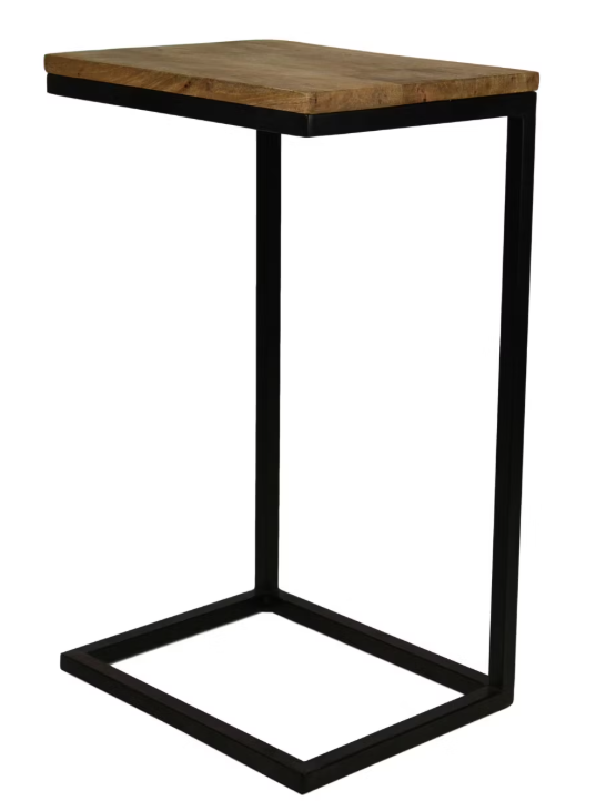 table d'appoint collection hsm - bois de manguier & base en métal - 38x32x65 cm | marron