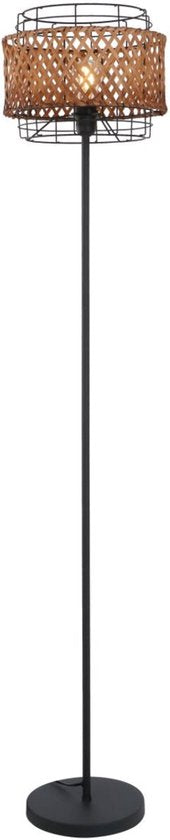 Lampadaire GINA Metal 151.0cm Matt Black | Bamboo E27 1-Light