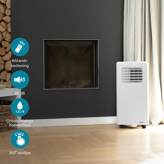 Climatiseur mobile Tristar AC-5529 9 000 BTU – Climatiseur, ventilateur et déshumidificateur 3-en-1 – Pour des pièces jusqu'à 34 m² – Minuterie – Blanc