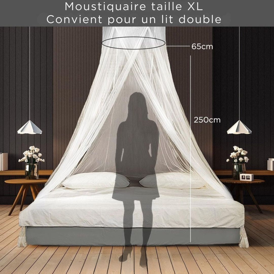Moustiquaire double XL de Luxe - LifeGoods - Pour lit double Extra large - Avec cordon de suspension - Blanc