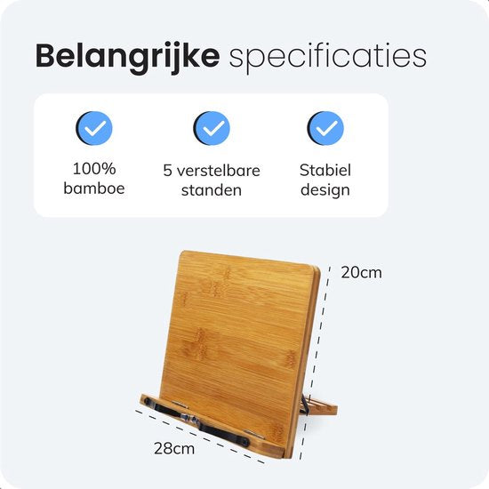 Support pour livres de cuisine et tablettes - Réglable avec pinces - Livres - Support - Stand - Rack - Support - Livres - Supports - Métal - Bois - Bambou - Lire - Rack - Luft