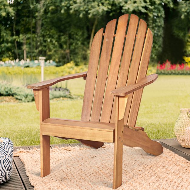Coast Outdoor Wood Adirondack Chair 69x88x103 cm - Bois d'acacia naturel - Chaise de jardin pour terrasse, balcon et jardin