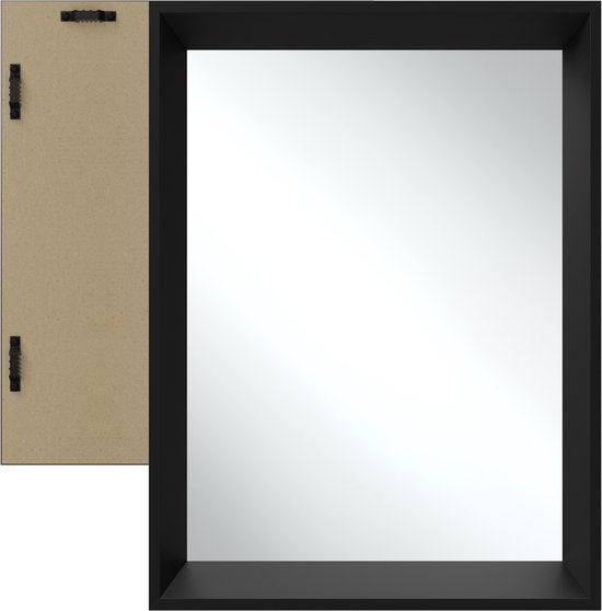 tectake® - Miroir mural Elina - Miroir de salle de bain - Miroir rectangulaire avec cadre en plastique solide - 40x60 cm - Miroir pour la salle de bain, le salon ou la chambre à coucher