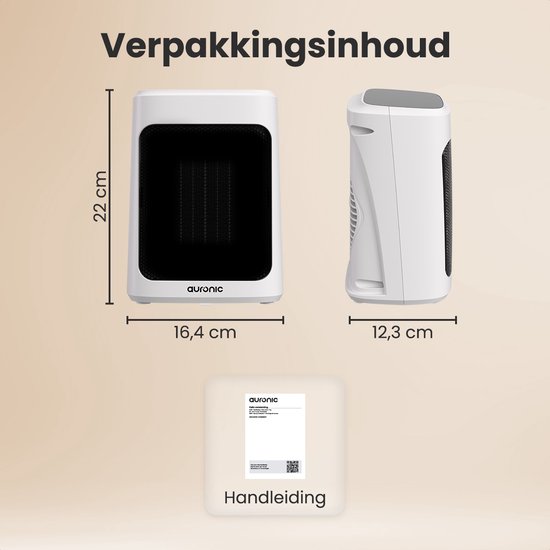 Auronic Fan Heater Digital - Chauffage céramique - Portable - Chauffage 2000W - Blanc