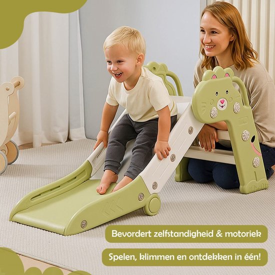 Bambini Slide - Toboggan pour enfant - Toboggan extérieur - Toboggan intérieur - Aire de jeux - Pliable - Vert