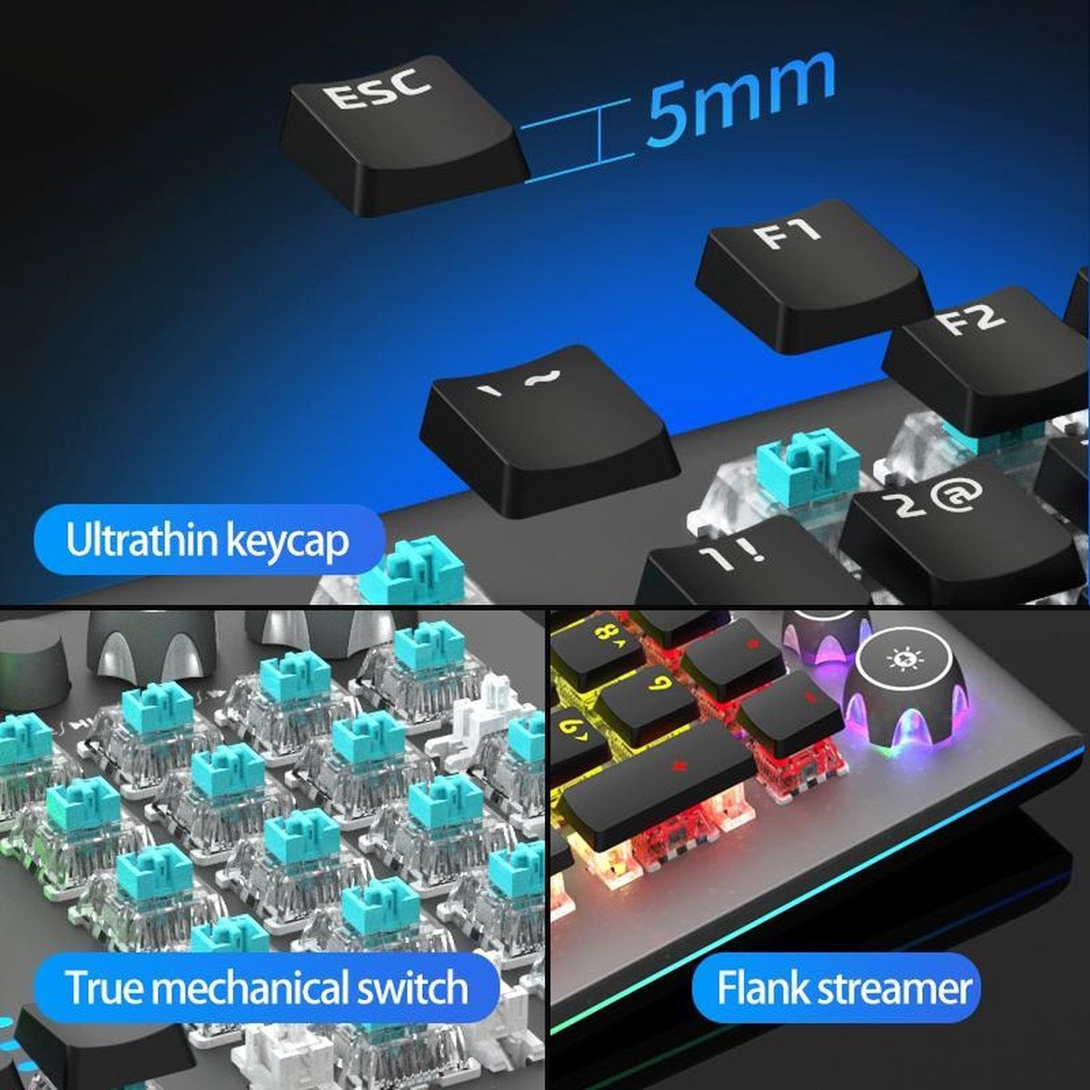 AULA S2096 Clavier mécanique gaming RGB - QWERTY - Interrupteur noir