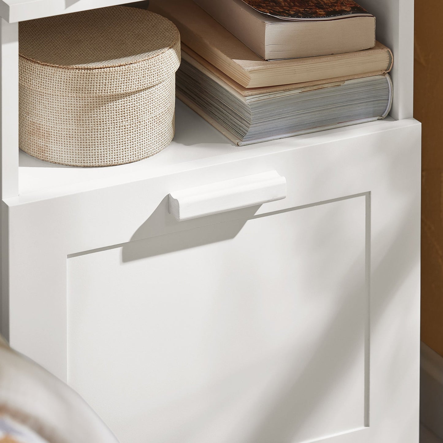 SoBuy Table de chevet - avec compartiment ouvert et tiroir - max. 30 kg - 39 x 38 x 55 cm - blanc