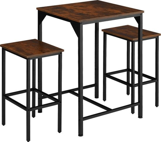tectake - Set de table de bar Inverness industrial dark brown - 404362