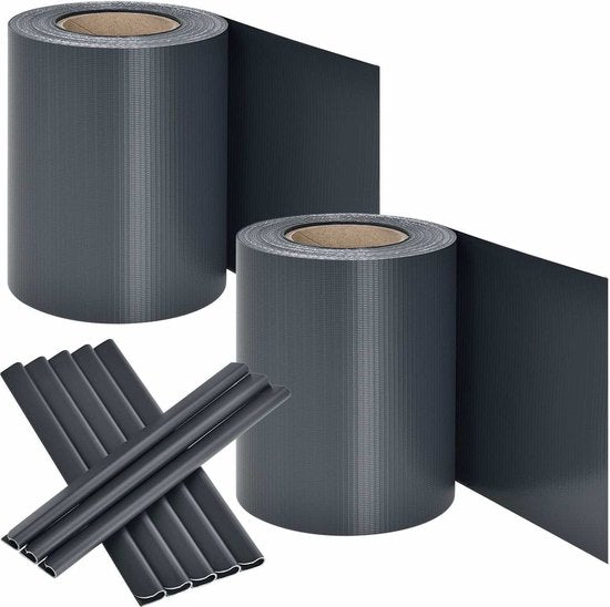 Bandes de séparation en PVC - 2 pièces - 35 mètres - Anthracite - Clips de fixation inclus