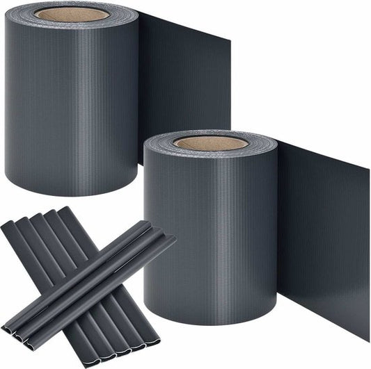 Bandes de séparation en PVC - 2 pièces - 35 mètres - Anthracite - Clips de fixation inclus