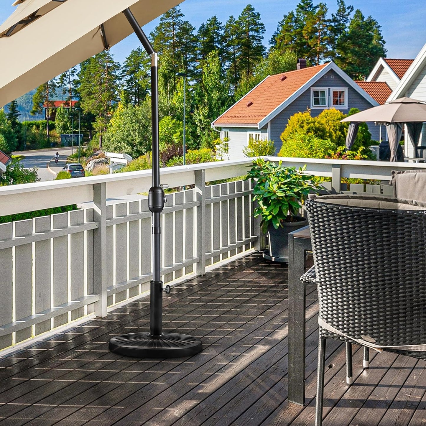 Pied de parasol rond Yaheetech - 10 kg - Ø 44,5 cm - pour mâts de parasol de 38/48 mm