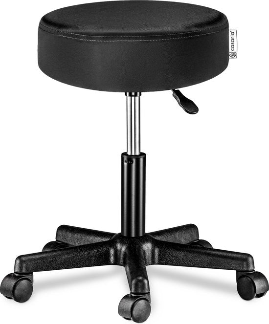 Casaria Tabouret pivotant réglable - Hauteur d'assise 46/60cm - 1 pièce Noir
