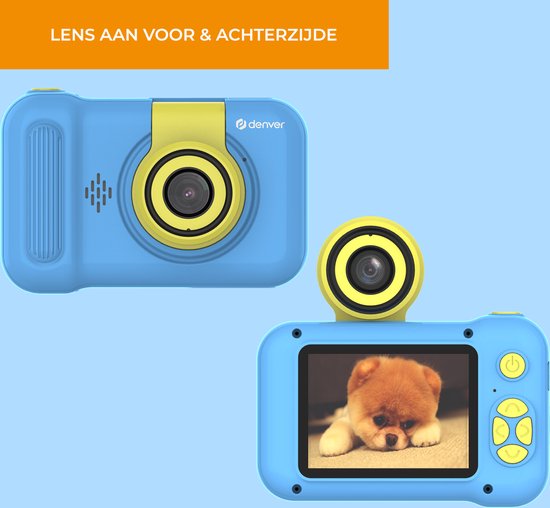 Denver Kids' Camera Full HD - Flip Lens for Selfies - 40MP - Appareil photo numérique pour enfants - Photo et vidéo - Jeux - KCA1351 - Bleu