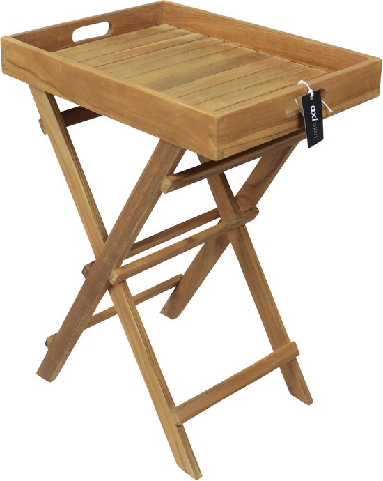 Table d'appoint pliable AXI Inda Teak – Avec plateau amovible – 39 x 29 x 50 cm – Bois de teck – Légère – Pliable – Pour le jardin, la terrasse et le balcon