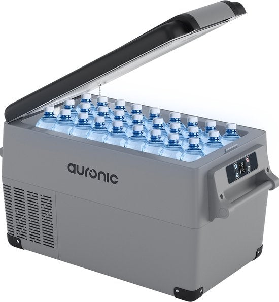 Glacière électrique à compresseur – Auronic – 30,4 L – 5 modes – 12V/240V – Double compartiment – Gris